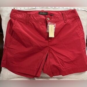 NWT Eddie Bauer red shorts size 12 extra buttons pockets July4th Festival